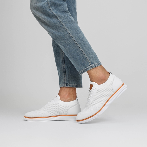 [KnitFlex Breeze+] Men's Mesh Wingtip Oxford Sneakers - WHITE - 7